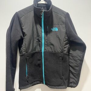 The North Face Denali Jacket Womens Small Black Teal Fleece Polartec‎ Outdoor